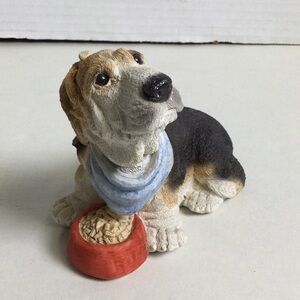 Stone Critters VTG Majestic Basset Hound Red Food Bowl Dog Figurine SC-362 1990